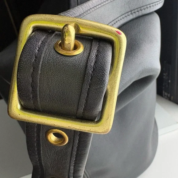 Coach 1970’s Black Leather Duffle Feed Sack Made in New York City - Picture 9 of 16